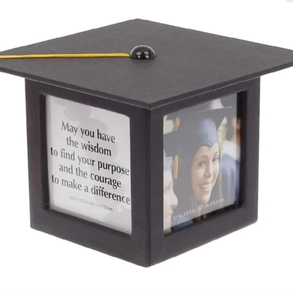 At Home 4-Sided Top Open Graduation Cap Photo Frame with Tassel
